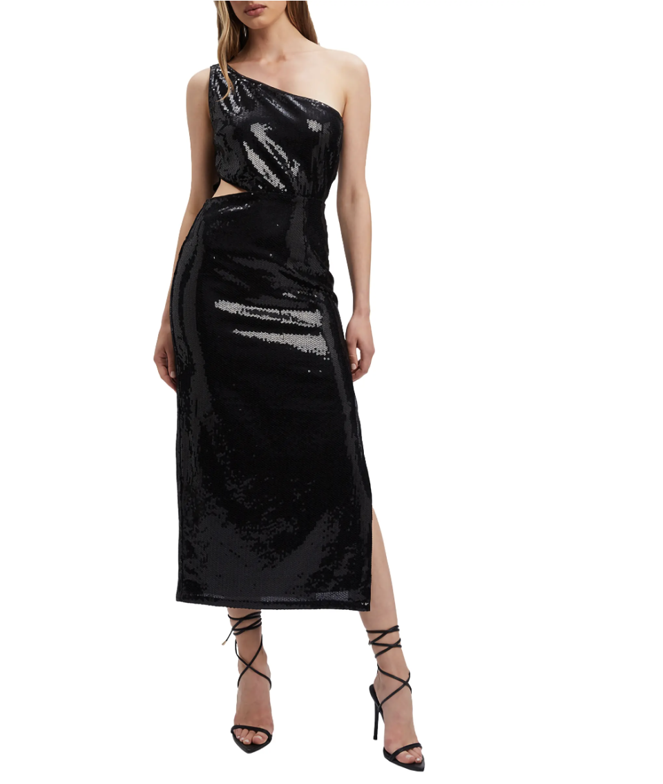 Lithium Sequin One-Shoulder Cutout Midi Dress