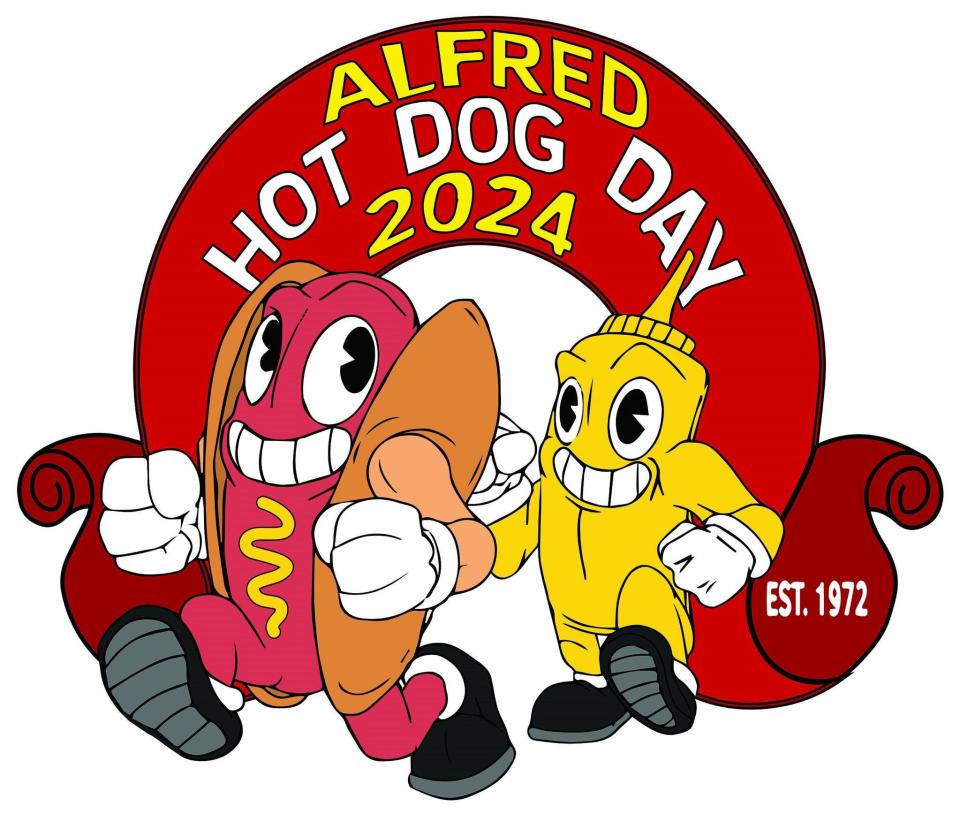 Alfred State first-year student Renee Kintner designed the official 2024 Hot Dog Day T-shirts. Stop by the street fair Saturday to pick up Hot Dog Day merchandise.