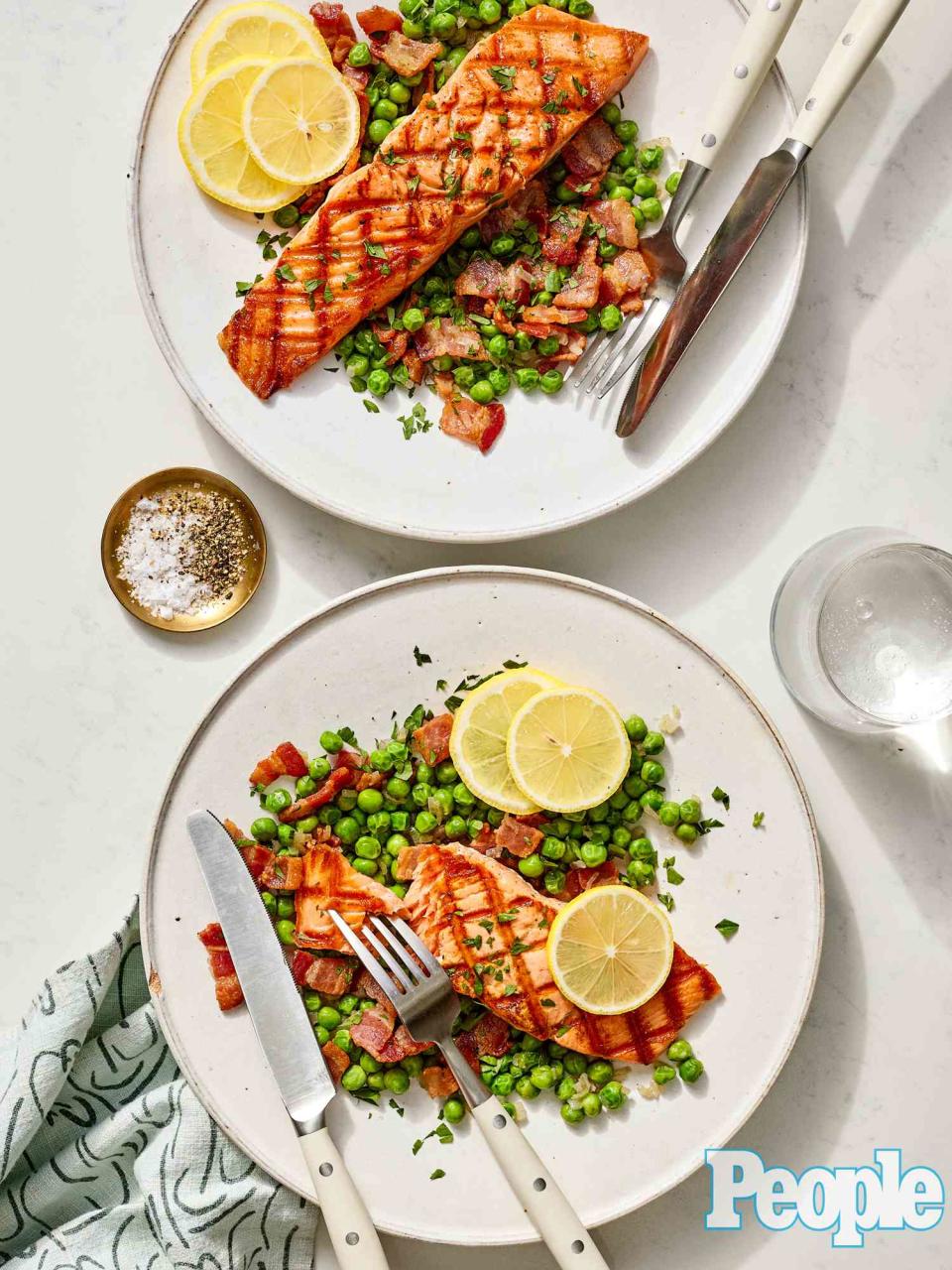 <p>Fred Hardy II</p> Eric Ripert’s Grilled Salmon with Bacon and Peas