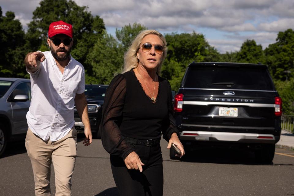 Greene has been characteristically outspoken after a gunaman identified as 20-year-old Thomas Matthew Crooks opened fire on a Trump rally. (AFP via Getty Images)