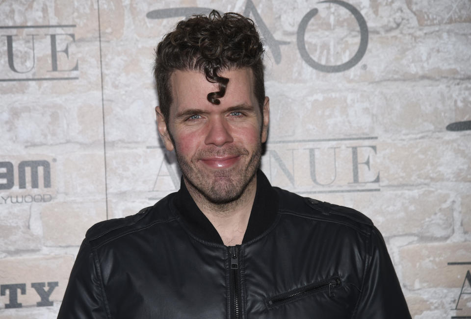 Perez Hilton arrives at the TAO, Beauty and Essex, Avenue and Luchini Los Angeles grand opening on Thursday, March 16, 2017. (Photo by Chris Pizzello/Invision/AP)