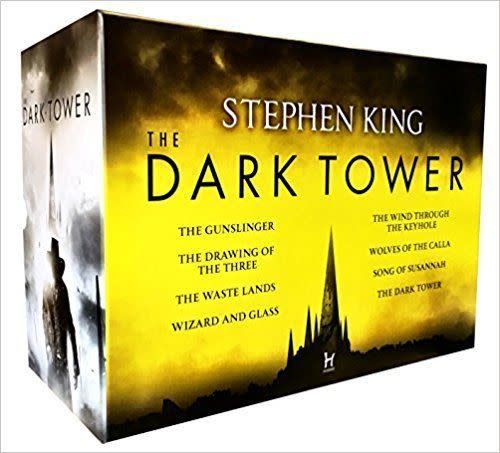 <p>Stephen King Dark Tower Collection 8 Books Box Set Pack (1 To 8) </p><p>amazon.com</p><p>$74.99</p><p><a href="https://www.amazon.com/dp/1473671353?tag=syn-yahoo-20&ascsubtag=%5Bartid%7C2139.a.42189570%5Bsrc%7Cyahoo-us" rel="nofollow noopener" target="_blank" data-ylk="slk:Shop Now;elm:context_link;itc:0;sec:content-canvas" class="link ">Shop Now</a></p><span class="copyright">amazon.com</span>