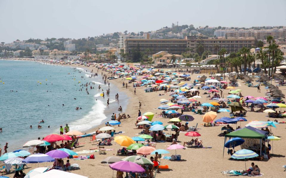 Britons were among the tourists on the beaches at La Cala de Mijas on Sunday - Solarpix