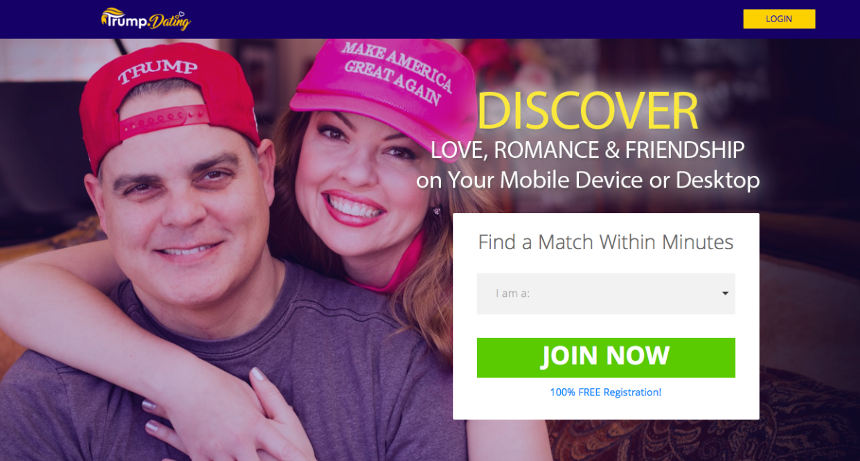 William Barrett Riddleberger and his wife, Jodi, in their Trump.Dating ad. (Trump.Dating)