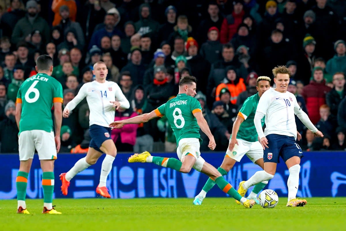 Alan Browne fired the Republic of Ireland level against Norway (Brian Lawless/PA) (PA Wire)
