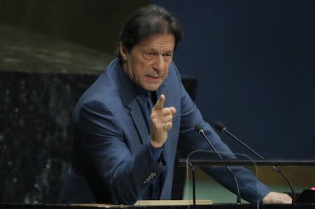 Imran Khan, Prime Minister of Pakistan addresses the 74th session of the United Nations General Assembly at U.N. headquarters in New York