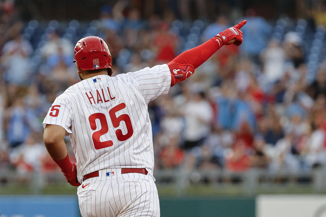 Darick Hall #25 of the Philadelphia Phillies could make a fantasy impact