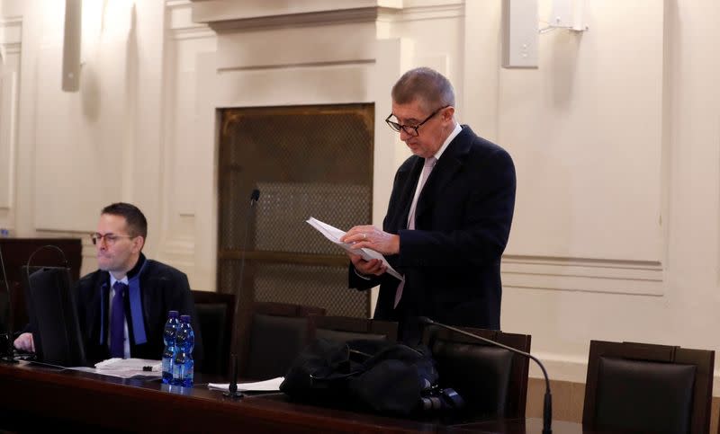 Former Czech PM Babis stands trial at the Municipal Court in Prague