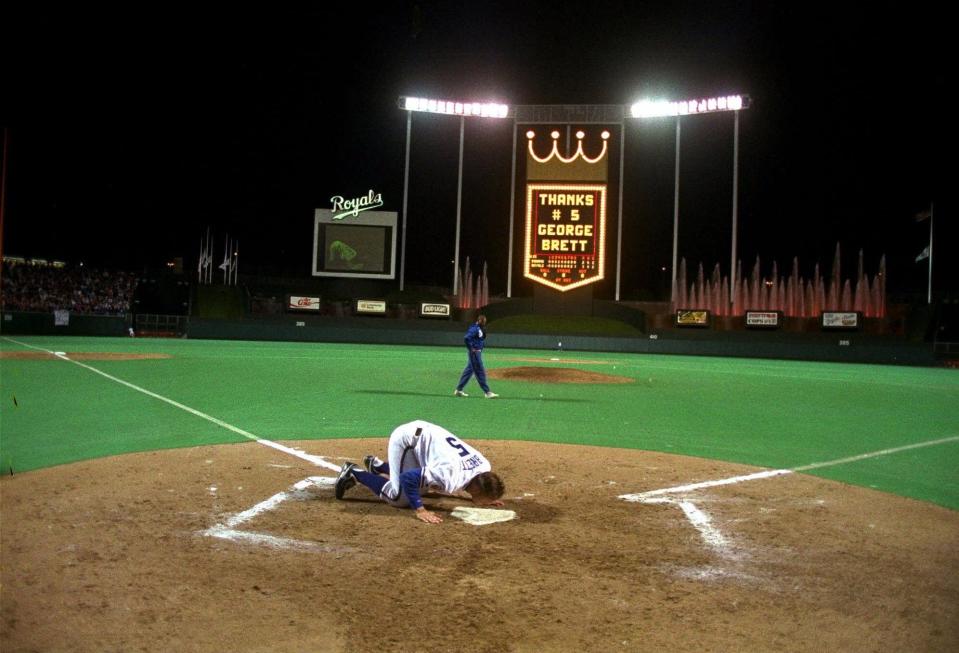 George Brett played his last game for the Royals on Oct. 3, 1993, finishing his MLB career with a total of 3,154 hits and a .305 lifetime average.