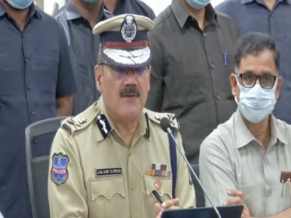 Hyderabad City Police Commissioner Anjani Kumar addressing a press conference in Hyderabad on Thursday. [Photo/ANI]