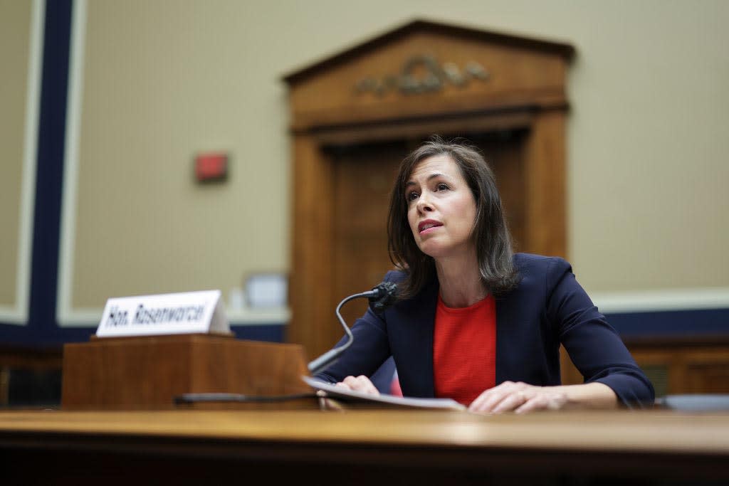  FCC chair Jessica Rosenworcel speaks before a House oversight hearing in 2022.  