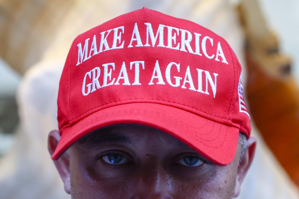 Donald Trump supporter in front of Trump Tower a day after the former U.S. President has been injured during shooting at campaign rally at the Butler Farm Show in Butler, Pennsylvania.