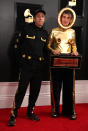 <p>No son los nuevos personajes de ‘Star Wars’, sino Héctor Buitrago y Andrea Echeverri en la alfombra roja de los Grammy. (Foto: Lucy Nicholson / Reuters). </p>