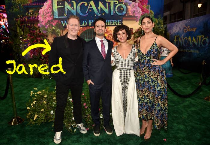 Jared Bush, Lin-Manuel Miranda, Charise Castro Smith, and Stephanie Beatriz attend the world premiere of Encanto