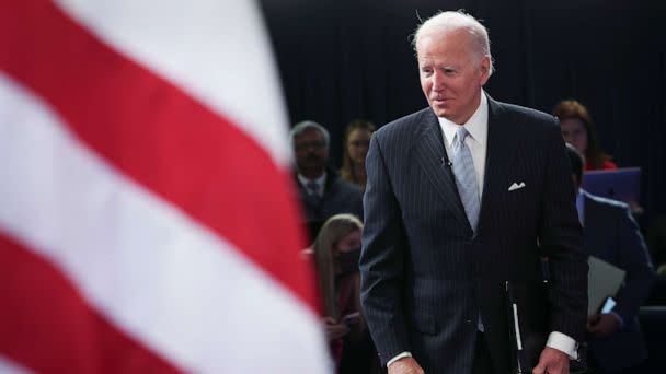 PHOTO: President Joe Biden greets guests before speaking at an event at the White House complex, Nov. 18, 2022, in Washington, D.C.  (Win McNamee/Getty Images)