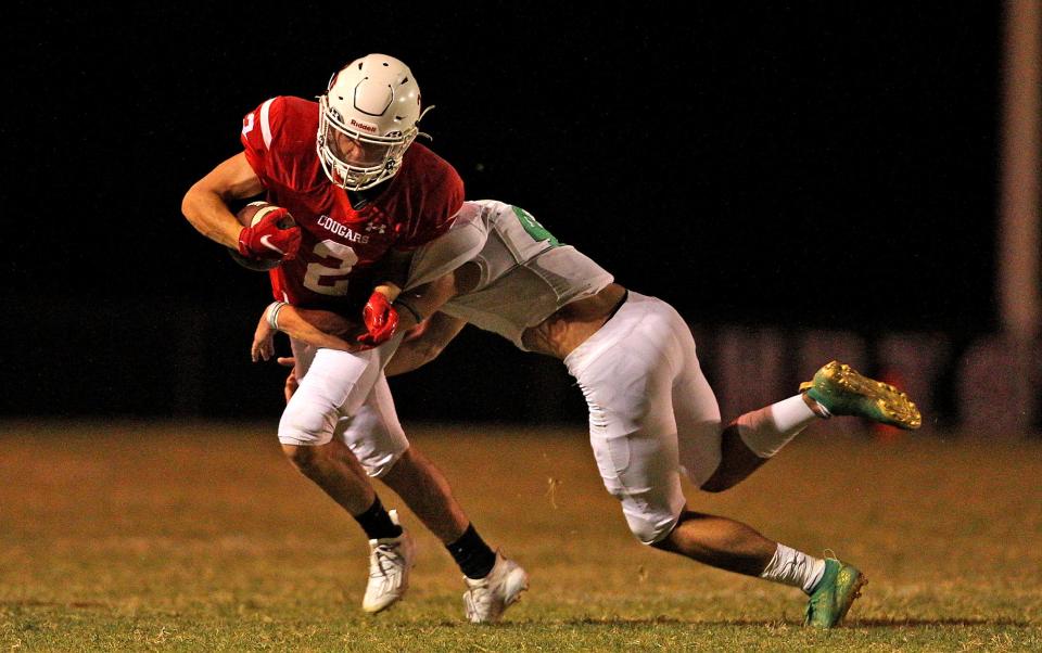 Beau Jolly (2) rushes the ball for Christoval during a game against Eldorado on Friday, Oct. 22, 2021.
