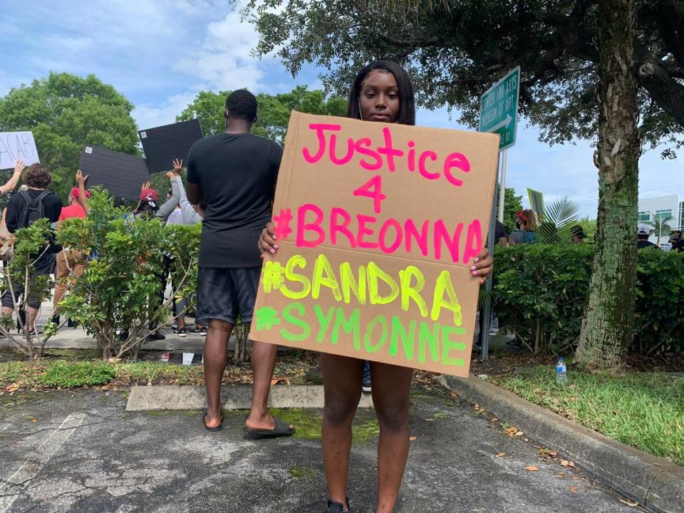 Tavi Cummings, 14, was one of the protesters in Coral Springs on Tuesday June 2, 2020.