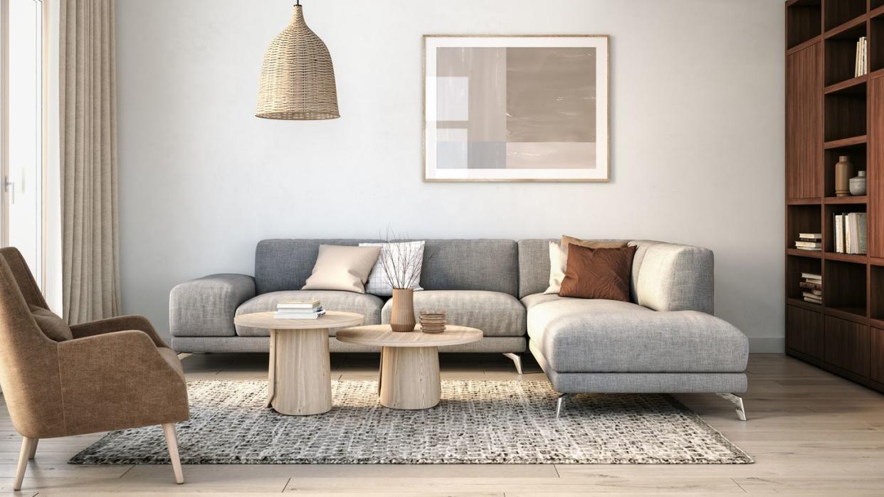 modern scandinavian living room interior 3d render