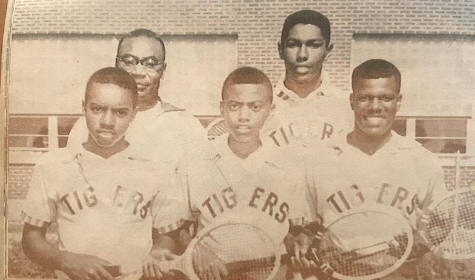 James Minnefield, center, bottom row, won the Riverside Park and city boys tournaments in 1955.