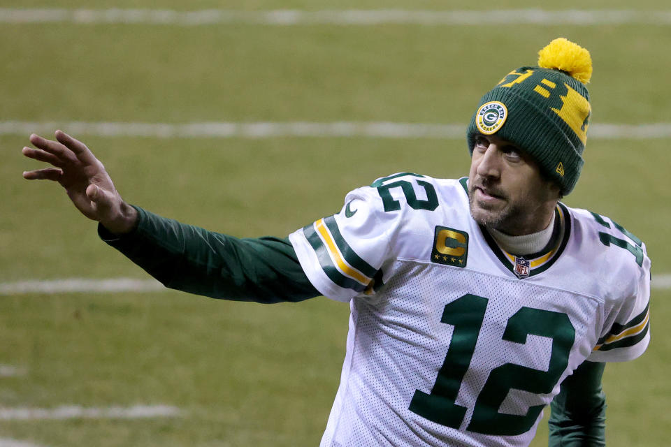 Aaron Rodgers didn't have much to say about the Packers on Saturday. (Photo by Jonathan Daniel/Getty Images)