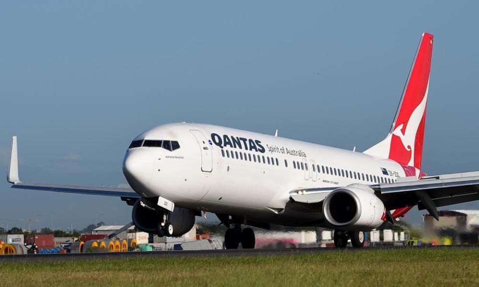 A Qantas Boeing 737-800 landing in Sydney. The airline announced the