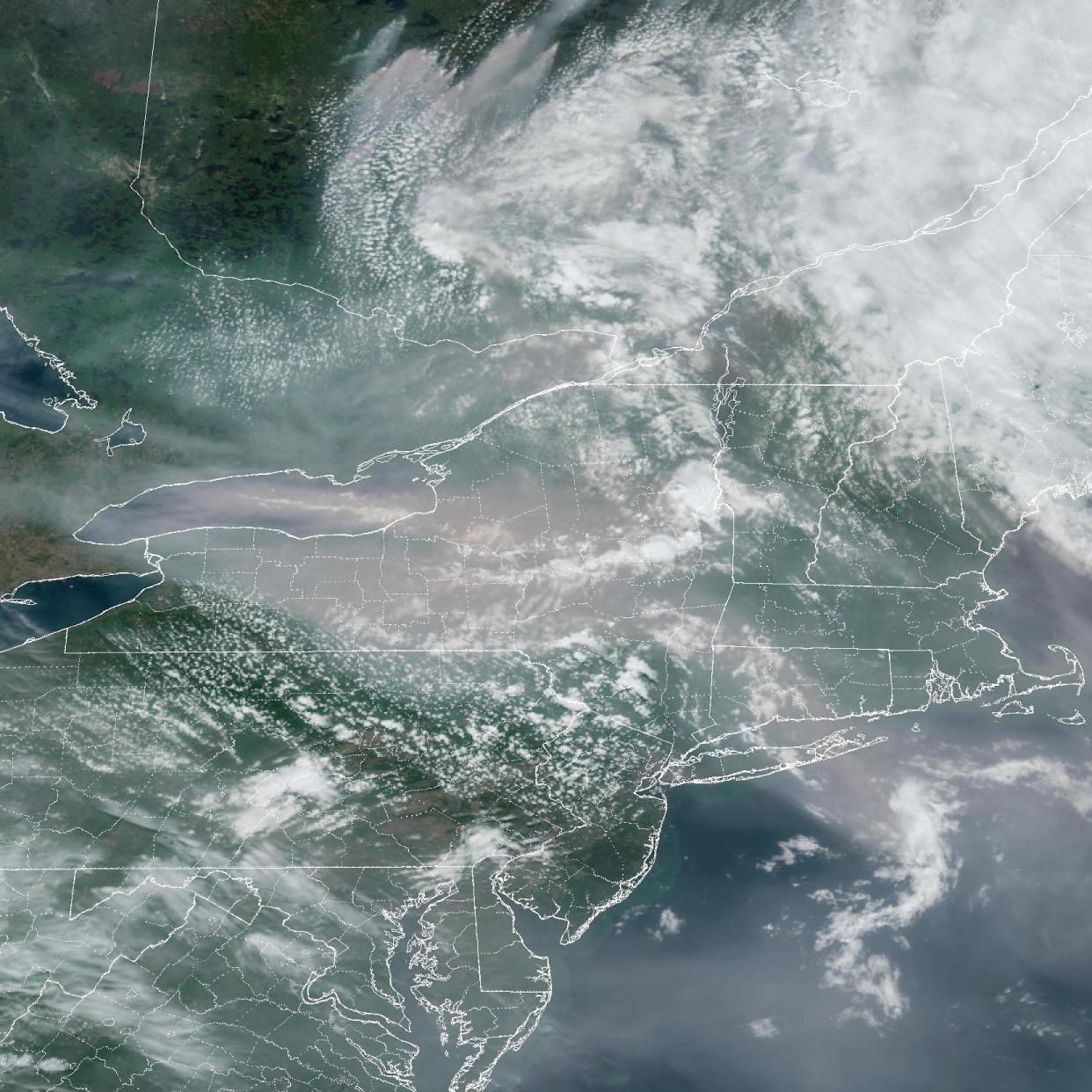 Smoke from wildfires in Canada drift into New York State, on June 6, 2023. (NOAA)