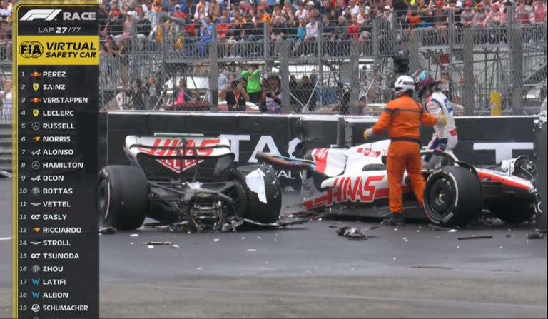 Un violento choque de Schumacher, que partió en dos el Haas