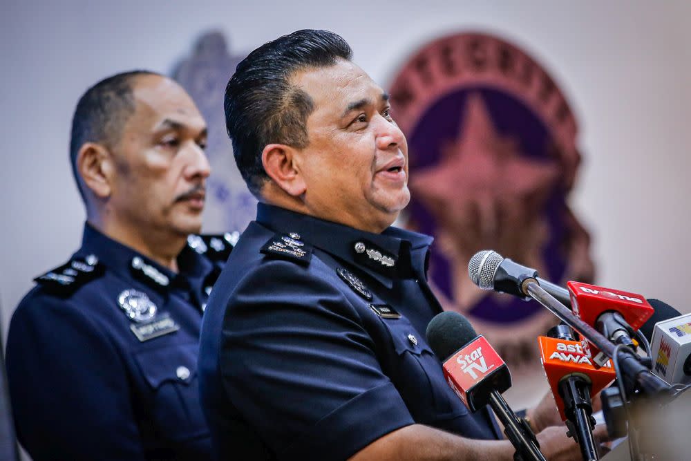 Federal Criminal Investigations Department director Datuk Huzir Mohamed speaks to reporters during a press conference at the Selangor police headquarters December 16, 2019. — Picture by Hari Anggara