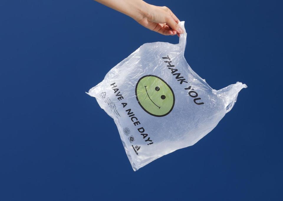 A photo illustration of a plastic bag