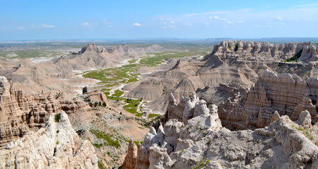 Badlands National Park in South Dakota is pictured in this July 16, 2014 handout photo. Badlands National Park/Handout via REUTERS