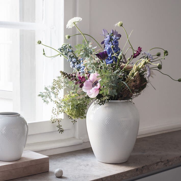 Large White Ceramic Vase with flowers