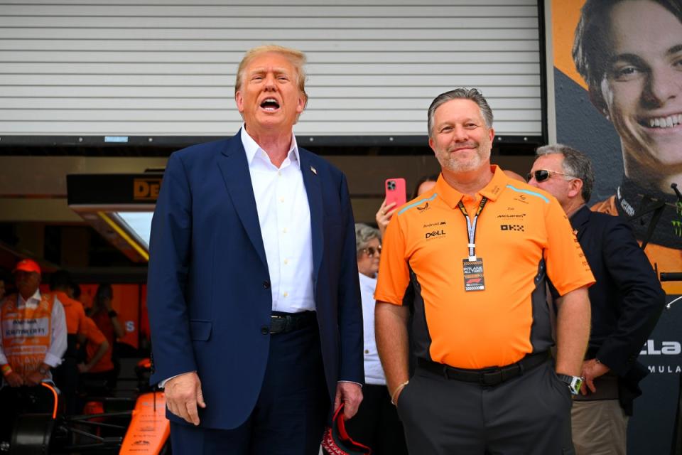 Trump was given a tour of the McLaren garage by CEO Zak Brown (Getty Images)