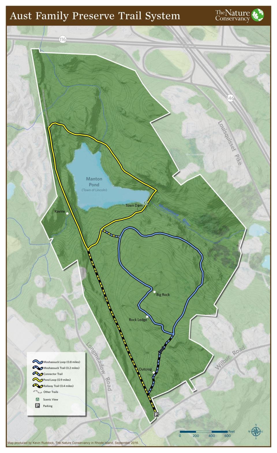 Trail map of the Aust Family Preserve