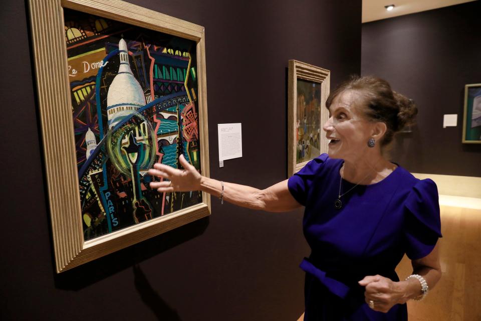 Diane DeMell Jacobsen of Ponte Vedra talks about acquiring the painting "Paris le Soir," 1949-1950, now on display as part of the new "American Made" show at the Cummer Museum of Art and Gardens in honor of her late husband.