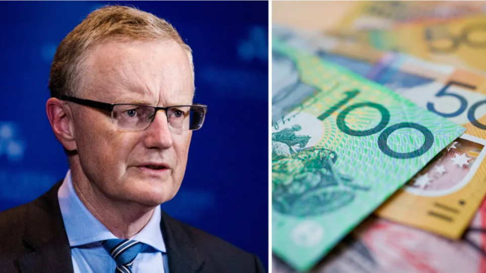 Reserve Bank Australia (RBA) governor Philip Lowe. Australian money notes.