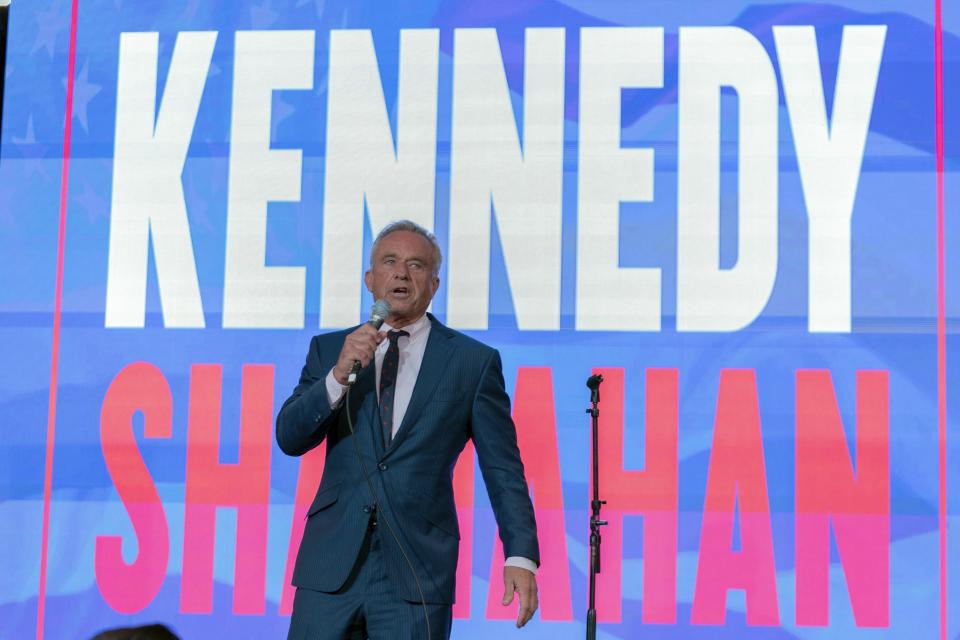 Independent presidential candidate Robert F. Kennedy Jr. speaks during the Libertarian National Convention at the Washington Hilton in Washington, Friday, May 24, 2024. (AP Photo/Jose Luis Magana)