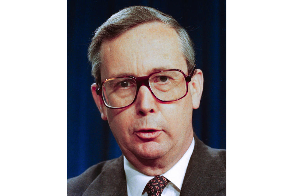 FILE - This is an undated photo of Associated Press Washington reporter Larry Knutson. Knutson, a longtime Associated Press writer whose deep knowledge of the presidency, Congress and American history made him an institution in his own right, has died Saturday, Dec. 16. 2023. He was 87. (AP Photo, File)