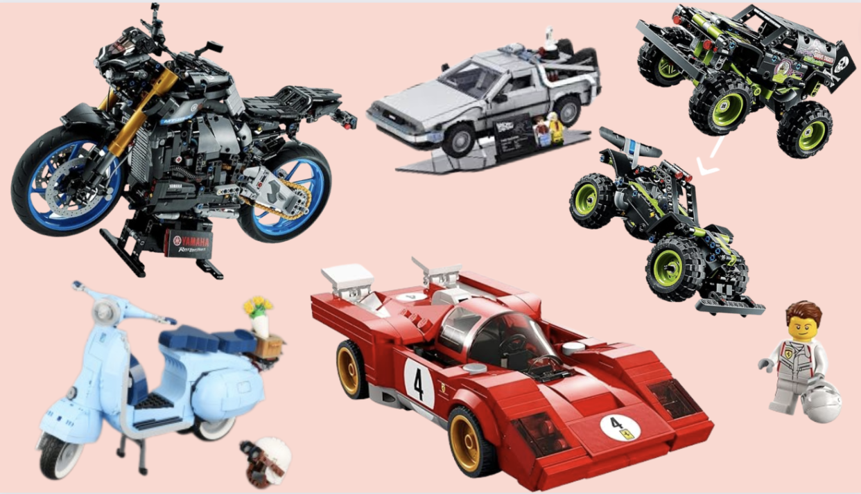 Lego building sets of various modes of transportation. PHOTO: Amazon