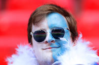 A fan looks on prior to the 2019 FIFA Women's World Cup France group D match between Japan and Scotland at Roazhon Park on June 14, 2019 in Rennes, France. (Photo by Catherine Ivill - FIFA/FIFA via Getty Images)