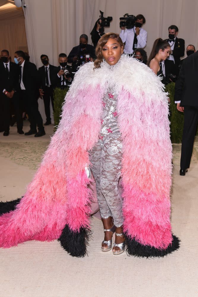 Serena Williams arrives on the red carpet at the 2021 Met Gala in New York, Sept. 13. - Credit: AP