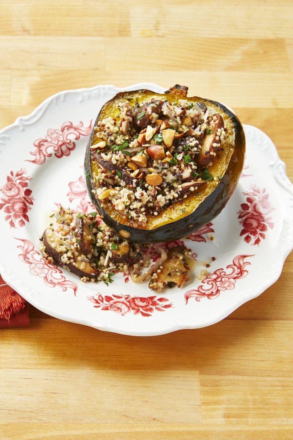 Quinoa and Mushroom Stuffed Acorn Squash