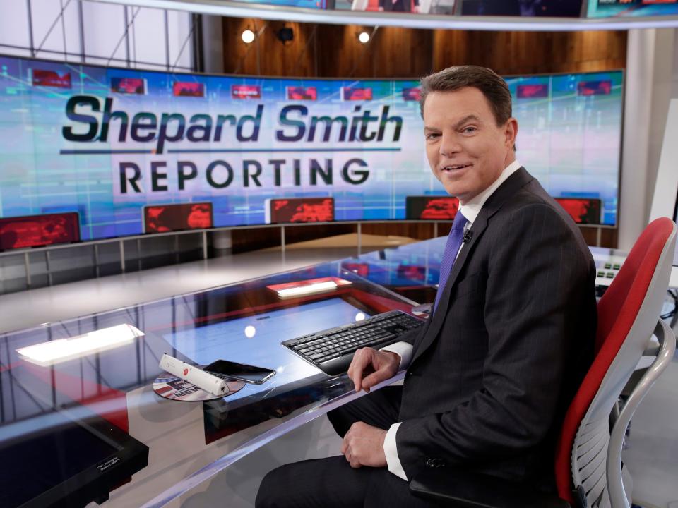 FILE - In this Jan. 30, 2017, file photo, Fox News Channel chief news anchor Shepard Smith appears on the set of 