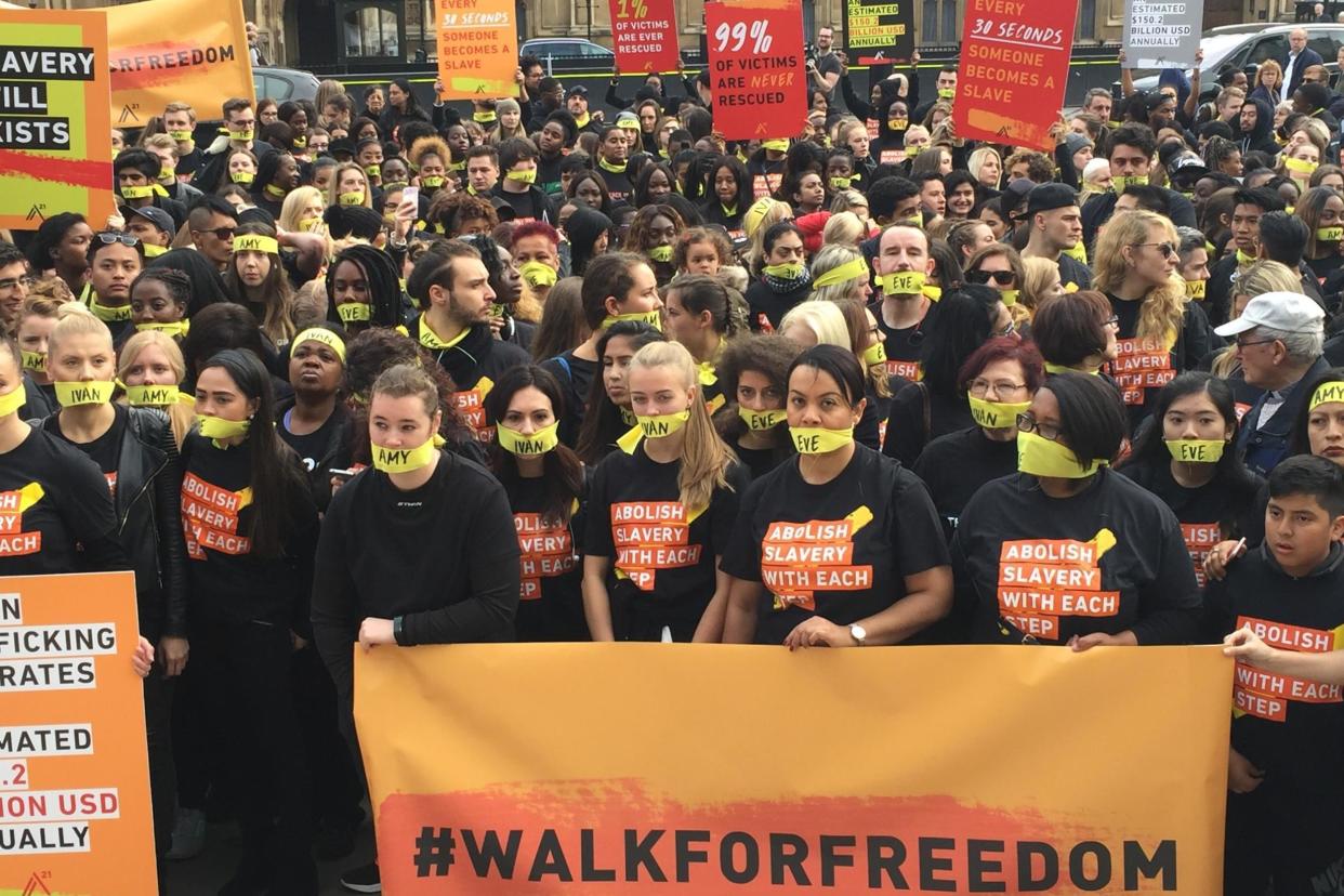 Demanding change: More than 800 marchers descended on central London to urge action on slavery: Eleanor Rose