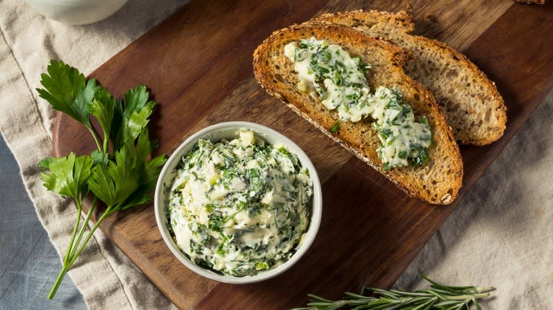 Garlic herb butter with toast