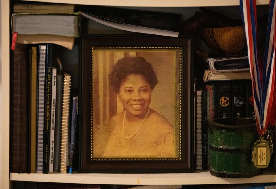 A portrait of Nicole Sharpe’s mother, Heather Hurley, who was killed by Sharpe’s father, Winston Richards (Reuters)