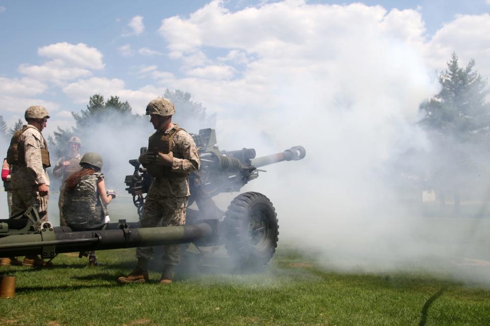 An M777A2 Howitzer is fired during the Picatinny Arsenal Media Day, Monday, May 4, 2015, in Rockaway Township, NJ.