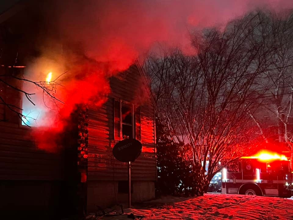 Firefighters respond to a fire at 9 Stevens Court in Exeter Tuesday evening.