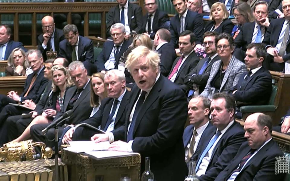 Boris Johnson updating MPs in the House of Commons - House of Commons / PA