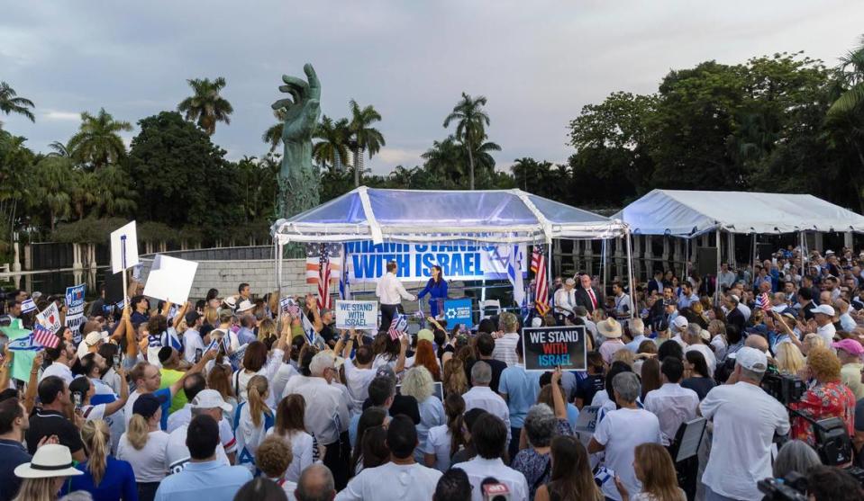 Lieutenant Governor of Florida Jeanette Núñez attends a rally at the Holocaust Memorial on Tuesday, Oct. 10, 2023, in Miami Beach, Fla. People gathered to the event, which was hosted by the Greater Miami Jewish Federation, to show solidarity with Israel after Hamas militants launched a deadly assault on the country from Gaza. MATIAS J. OCNER/mocner@miamiherald.com