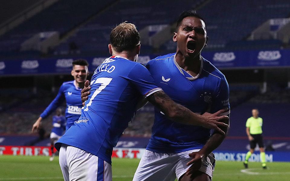 Scott Arfield of Rangers celebrates with Alfredo Morelos after scoring the opener  - Getty Images/Ian MacNicol 